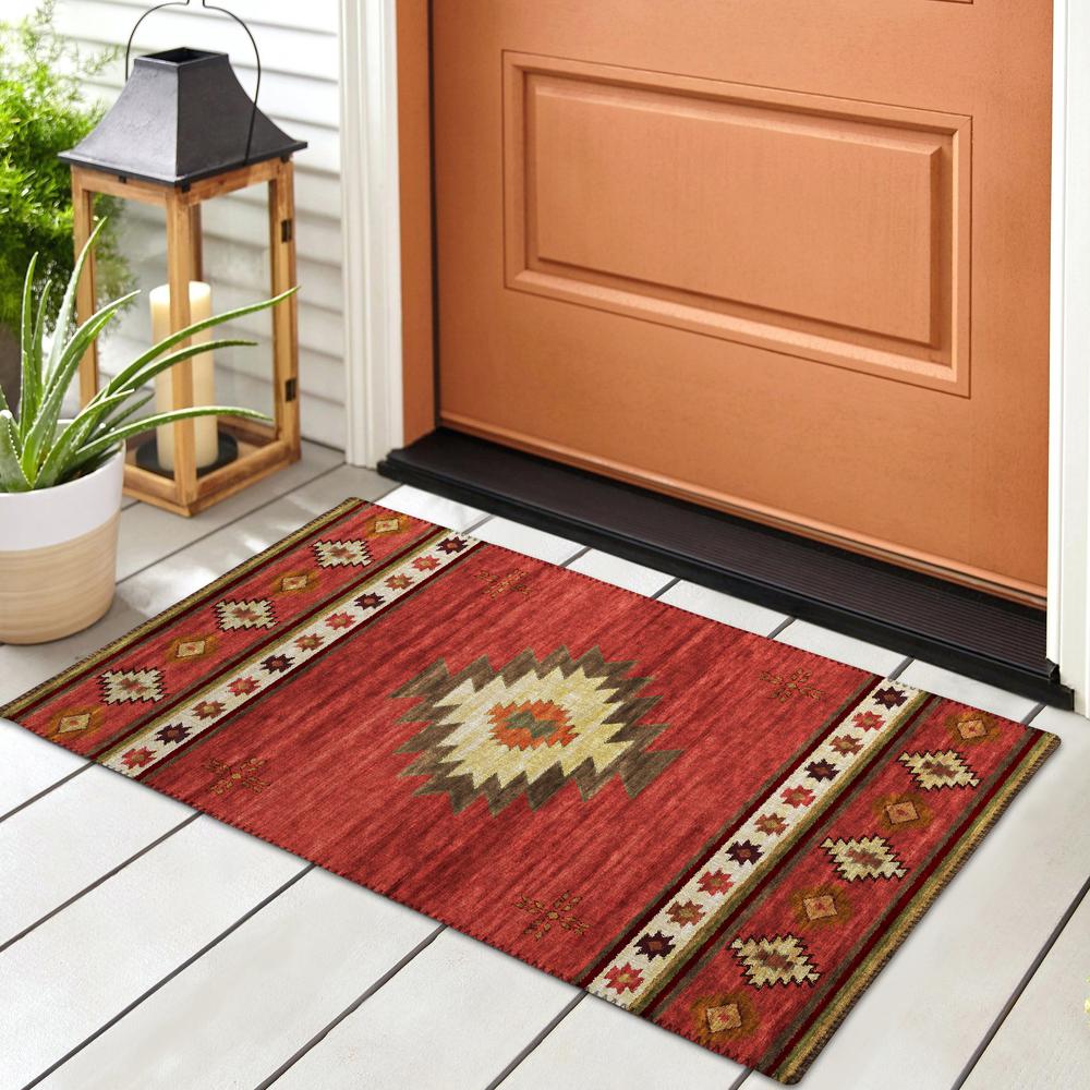 Indoor/Outdoor Sonora ASO34 Spice Washable 1'8" x 2'6" Rug. Picture 2