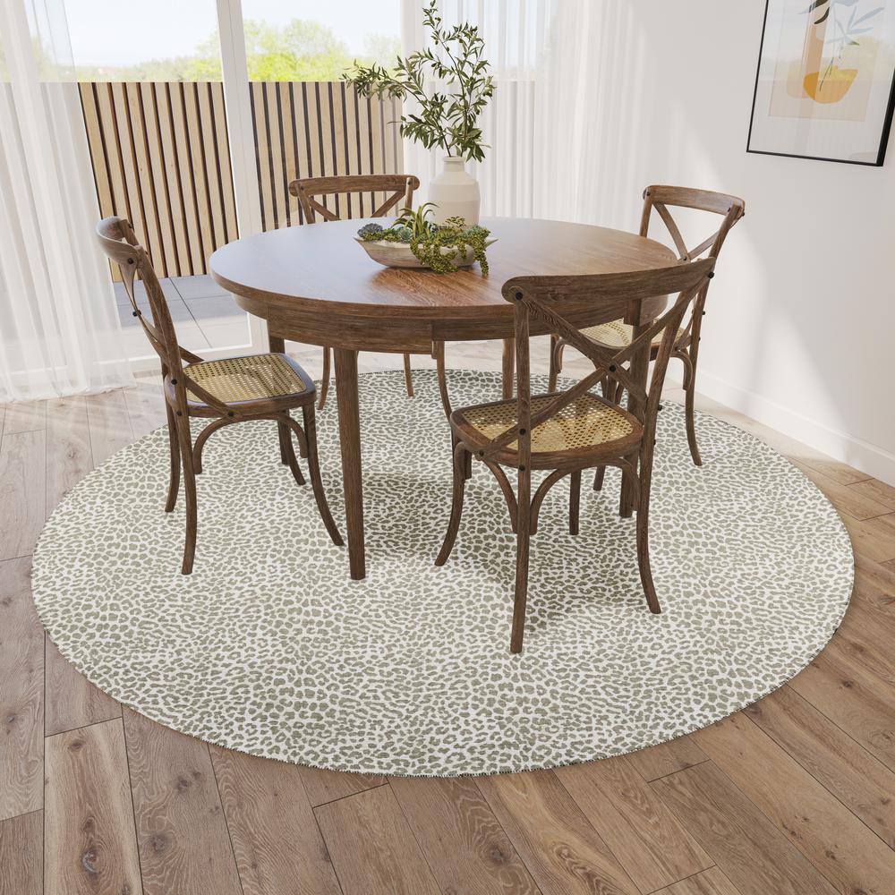 Safari Taupe Animal Animal Print 8' x 8' Area Rug Taupe ASF32. Picture 1