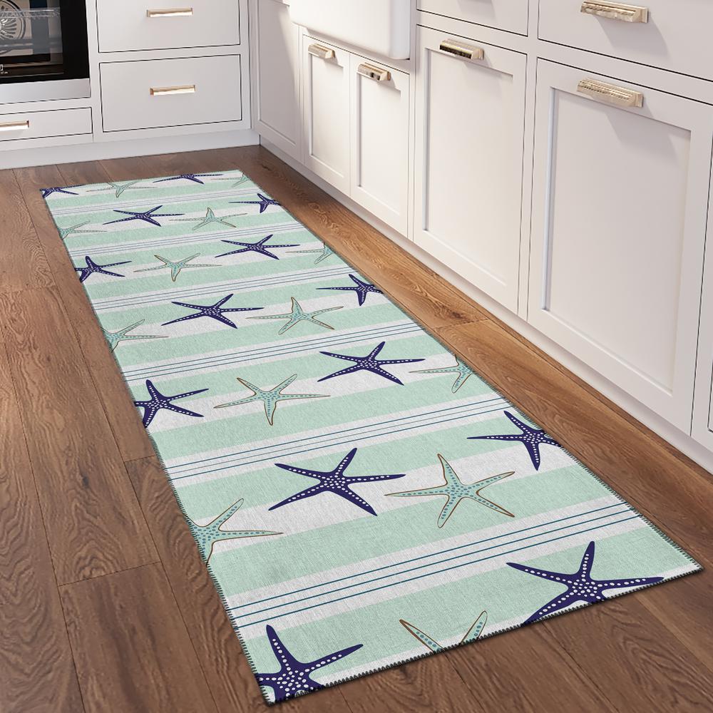 Indoor/Outdoor Surfside ASR42 Seaglass Washable 2'3" x 7'6" Runner Rug. Picture 2
