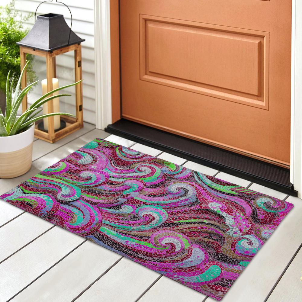 Indoor/Outdoor Seabreeze SZ14 Scarlett Washable 1'8" x 2'6" Rug. Picture 2