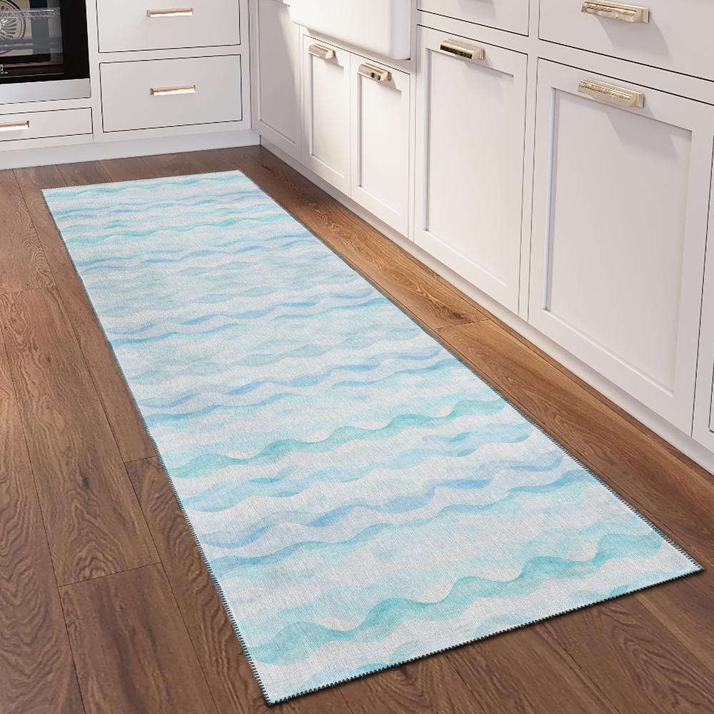 Indoor/Outdoor Surfside ASR46 Blue Washable 2'3" x 7'6" Runner Rug. Picture 2