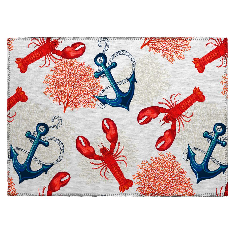Indoor/Outdoor Harpswell AHP34 Red Washable 1'8" x 2'6" Rug. Picture 1