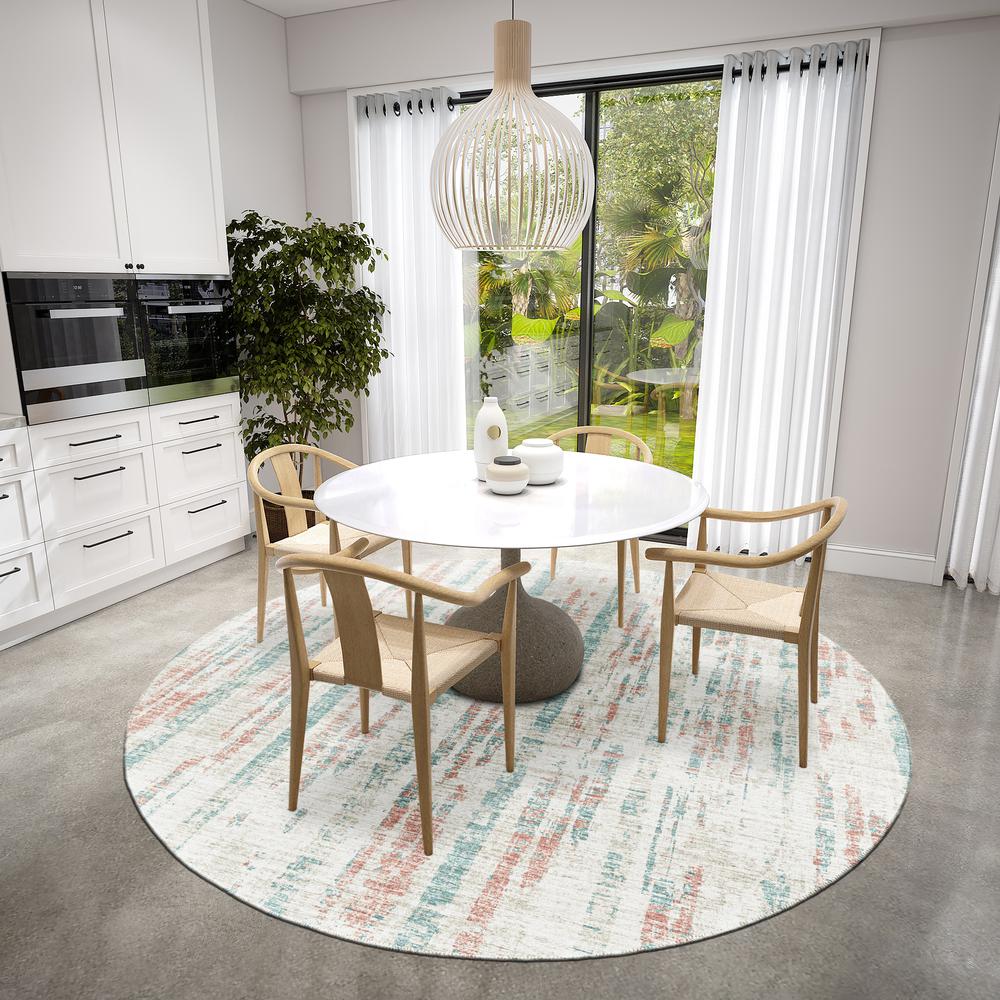 Rylee Ivory Transitional Abstract 8' x 8' Round Rug Ivory ARY36. Picture 1