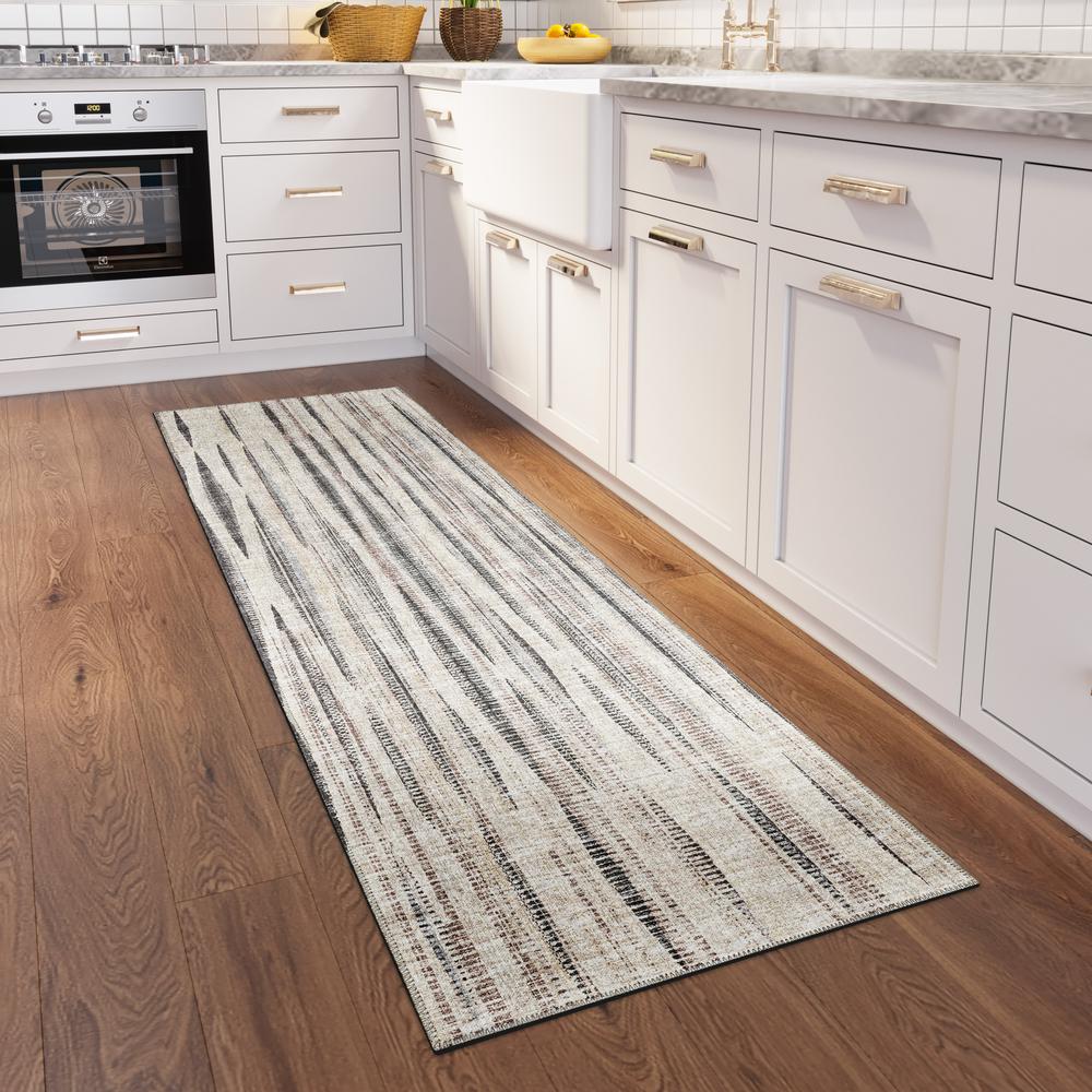 Waverly Beige Contemporary Striped 2'3" x 7'6" Runner Rug Beige AWA31. Picture 1
