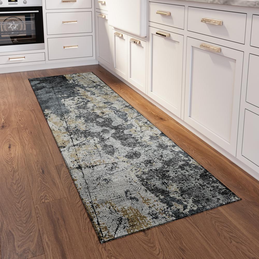Indoor/Outdoor Accord AAC33 Black Washable 2'3" x 7'6" Runner Rug. Picture 2