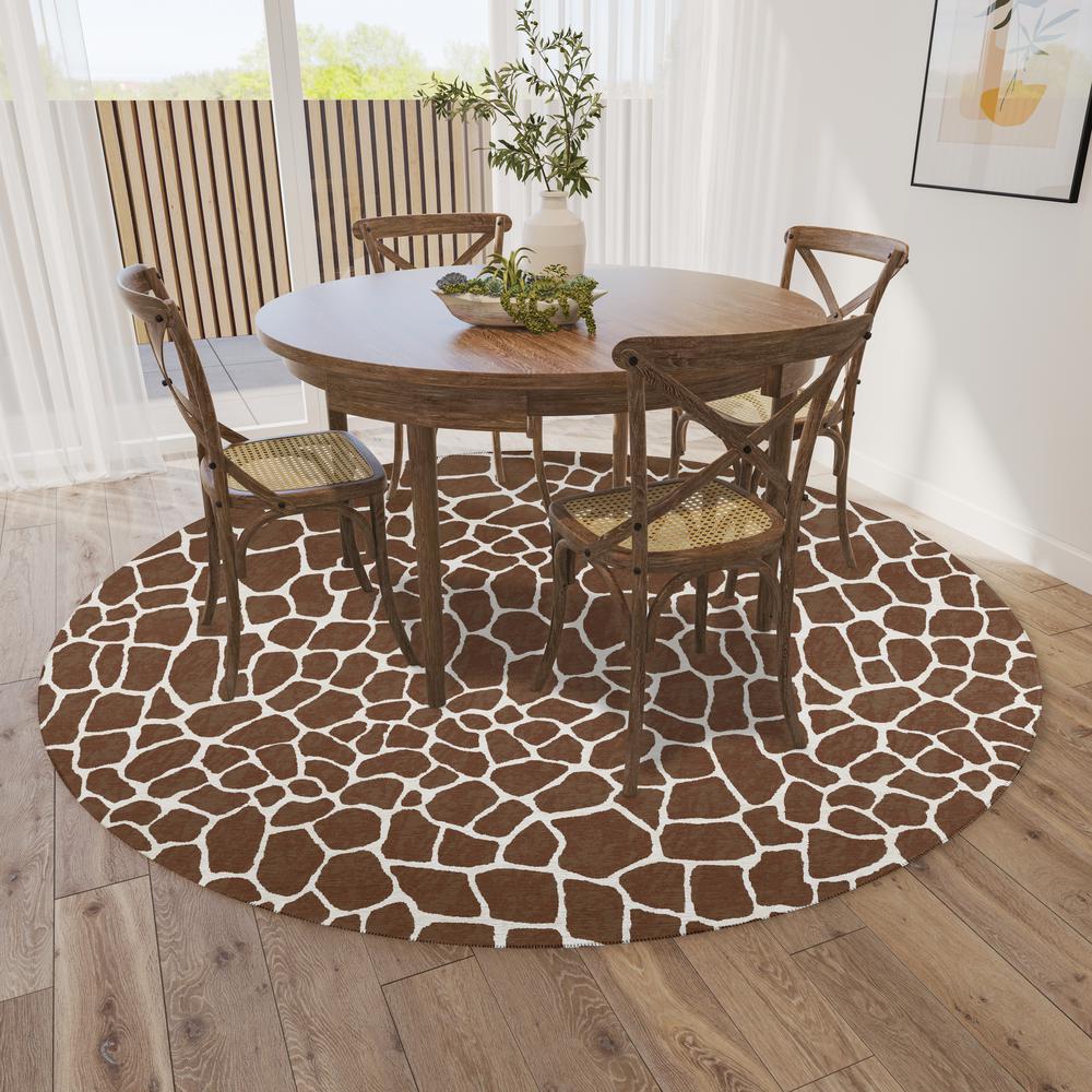 Safari Coffee Animal Animal Print 8' x 8' Area Rug Coffee ASF34. Picture 1