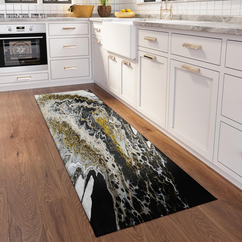 Karina Midnight Modern Abstract 2'3" x 7'6" Runner Rug Midnight AKC43. Picture 1