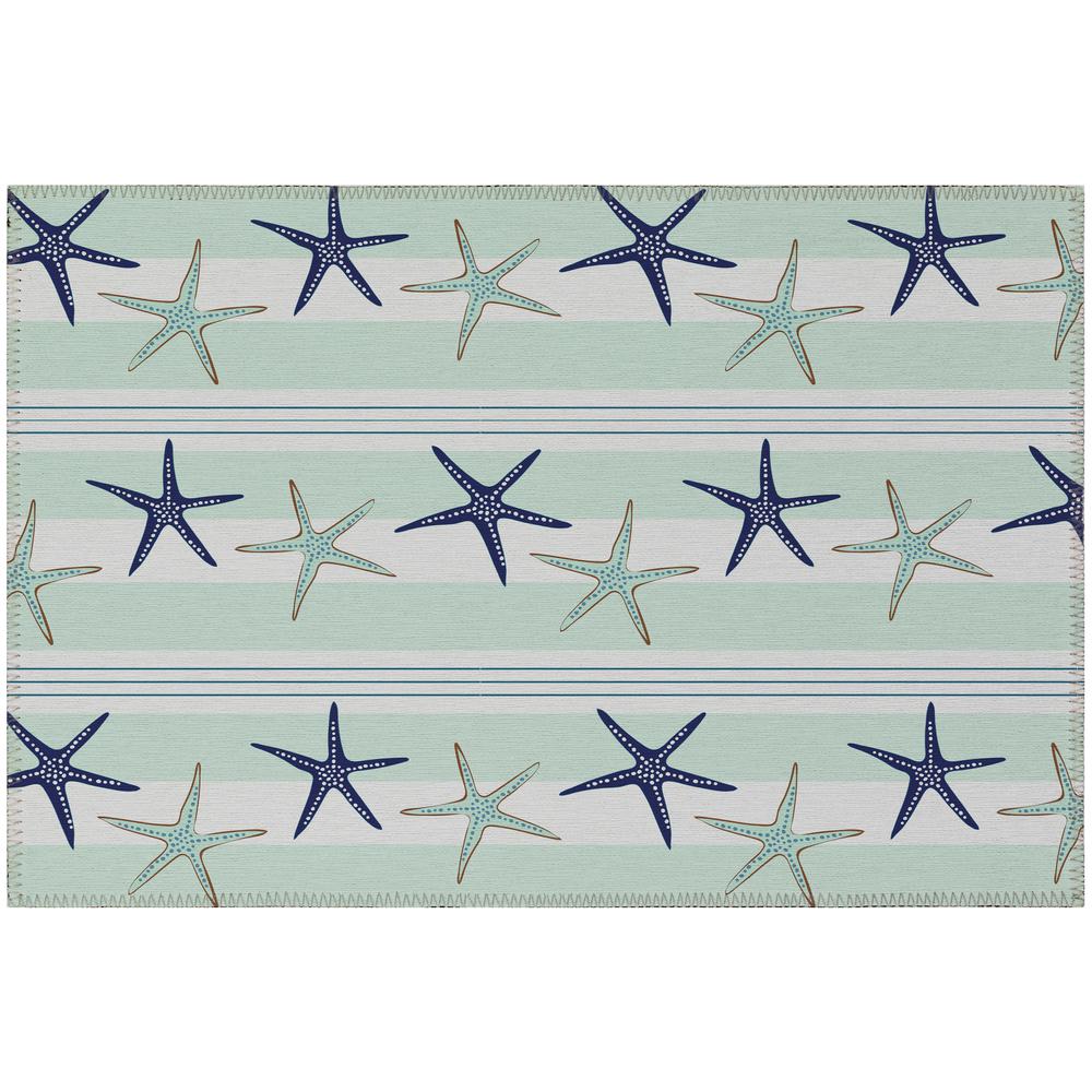 Indoor/Outdoor Surfside ASR42 Seaglass Washable 1'8" x 2'6" Rug. Picture 1