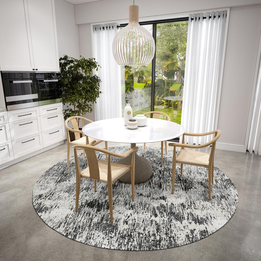 Indoor/Outdoor Accord AAC31 Gray Washable 8' x 8' Round Rug. Picture 2