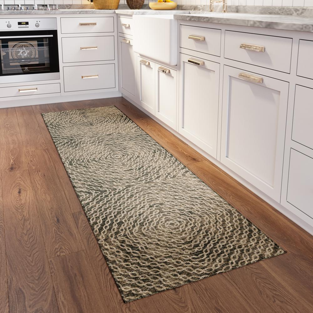 Bravado Mocha Transitional Geometric 2'3" x 7'6" Runner Rug Mocha ABV33. Picture 1