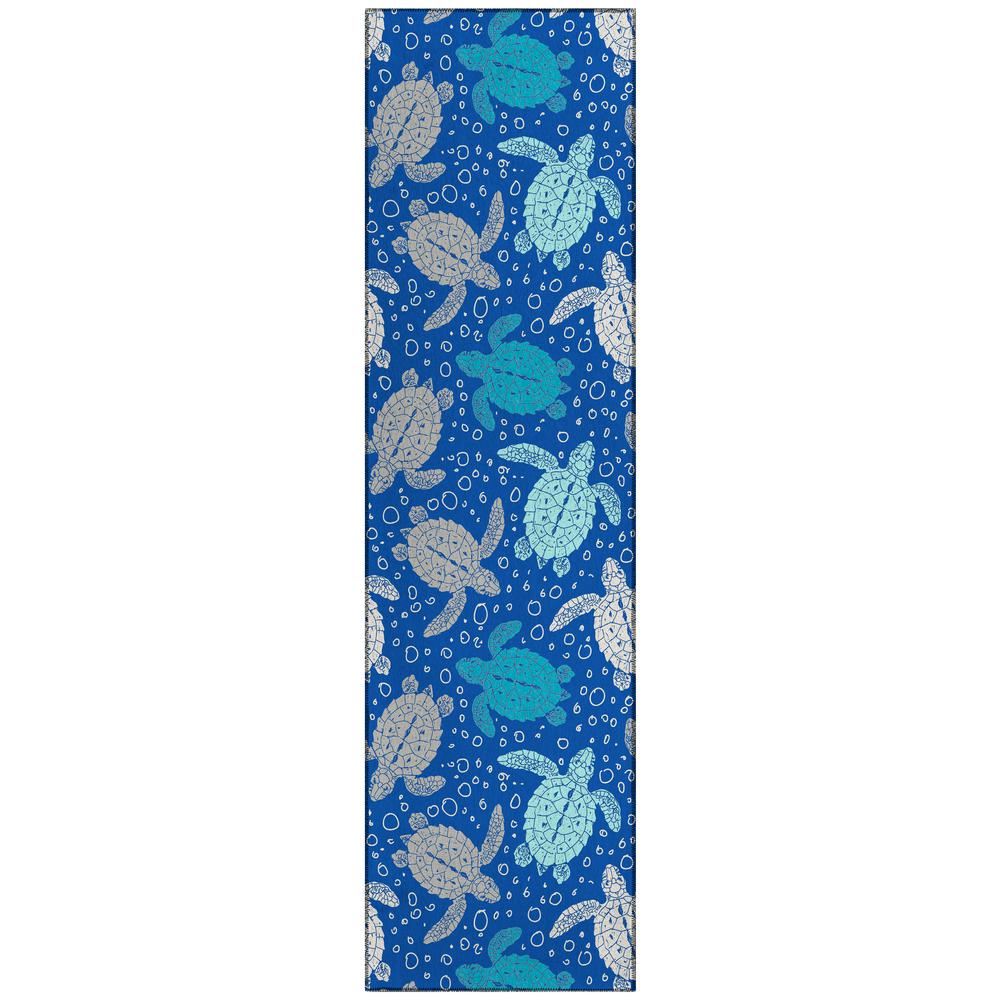 Indoor/Outdoor Surfside ASR43 Blue Washable 2'3" x 7'6" Runner Rug. Picture 1