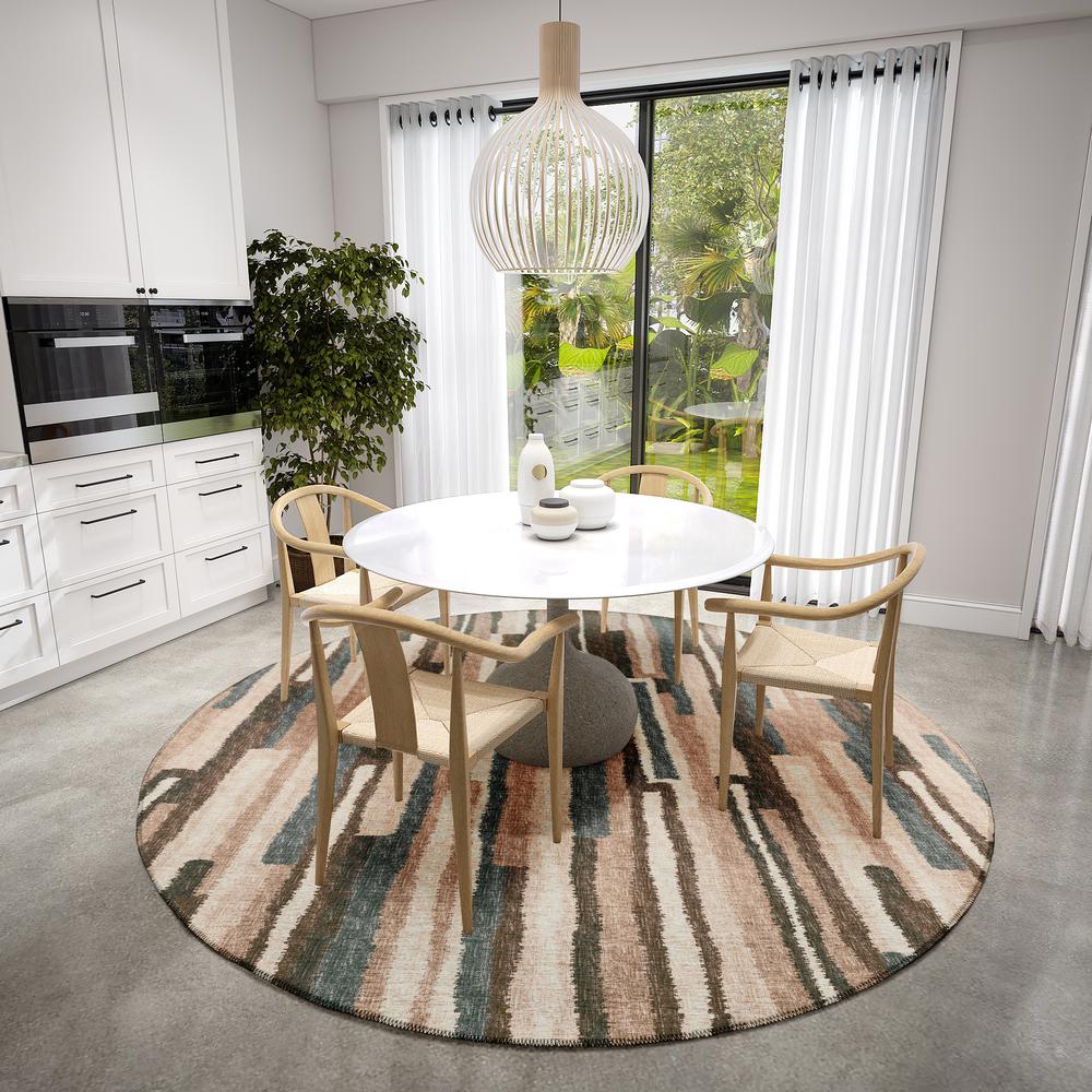 Bravado Earth Contemporary Striped 8' x 8' Area Rug Earth ABV37. Picture 1