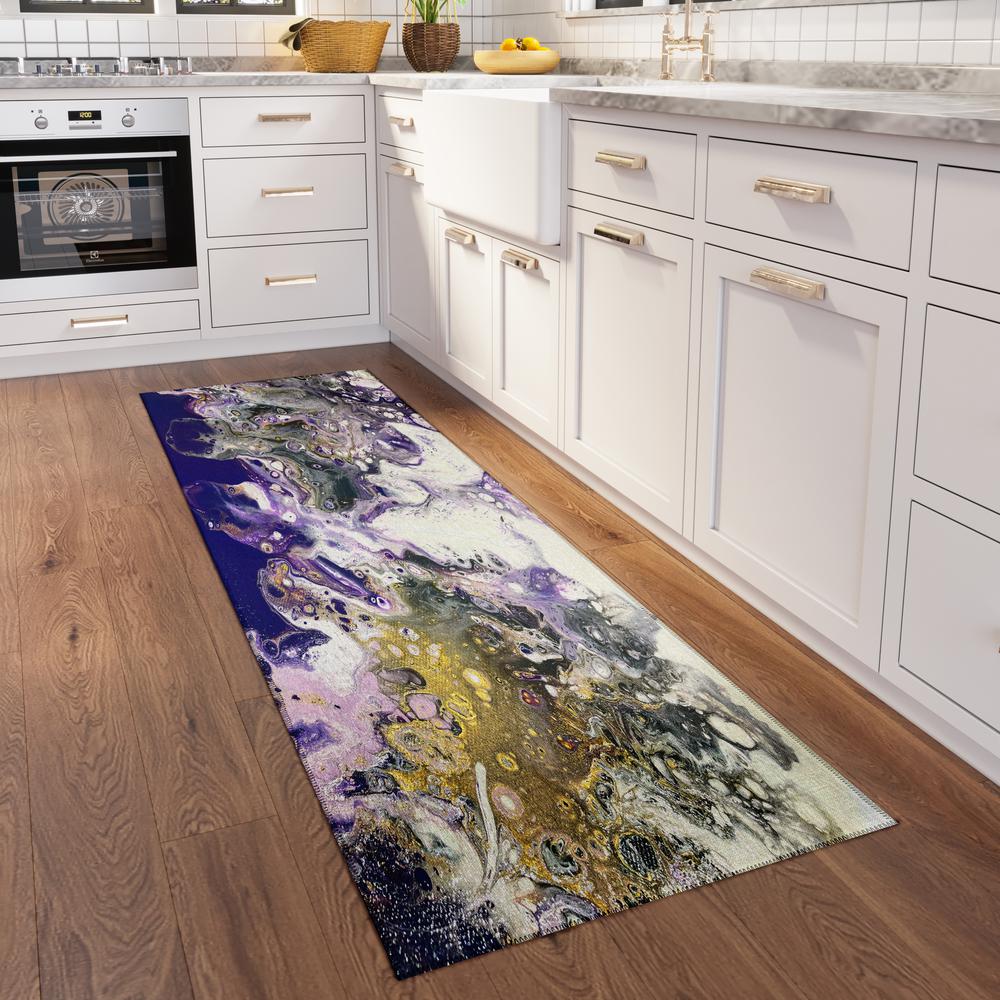 Karina Amethyst Modern Abstract 2'3" x 7'6" Runner Rug Amethyst AKC37. Picture 1