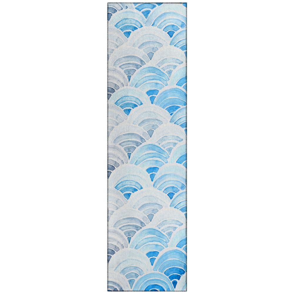 Indoor/Outdoor Surfside ASR35 Blue Washable 2'3" x 7'6" Runner Rug. Picture 1