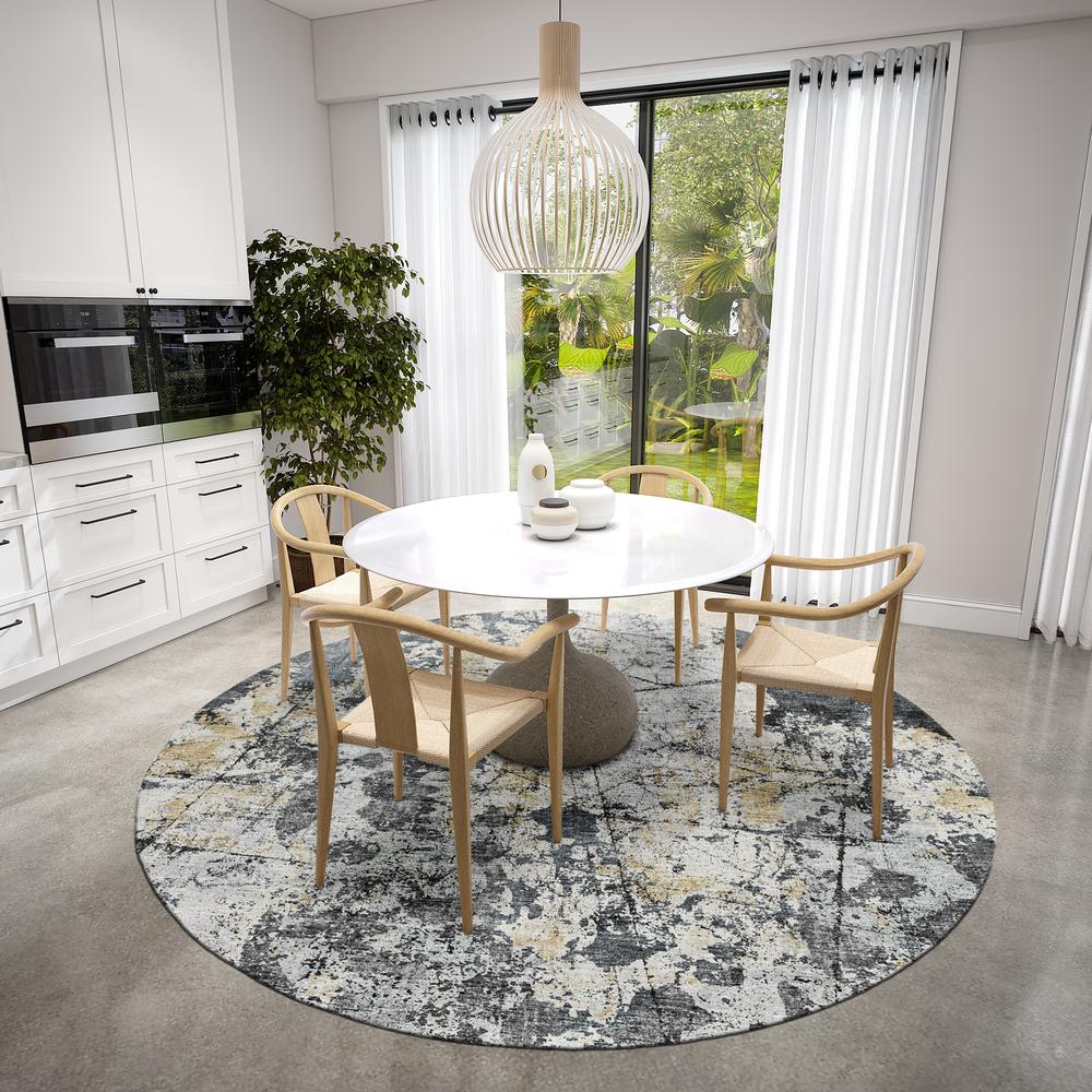 Indoor/Outdoor Accord AAC33 Black Washable 8' x 8' Round Rug. Picture 2