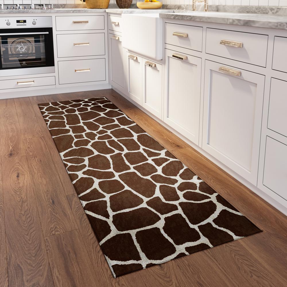Safari Coffee Animal Animal Print 2'3" x 7'6" Runner Rug Coffee ASF34. Picture 1