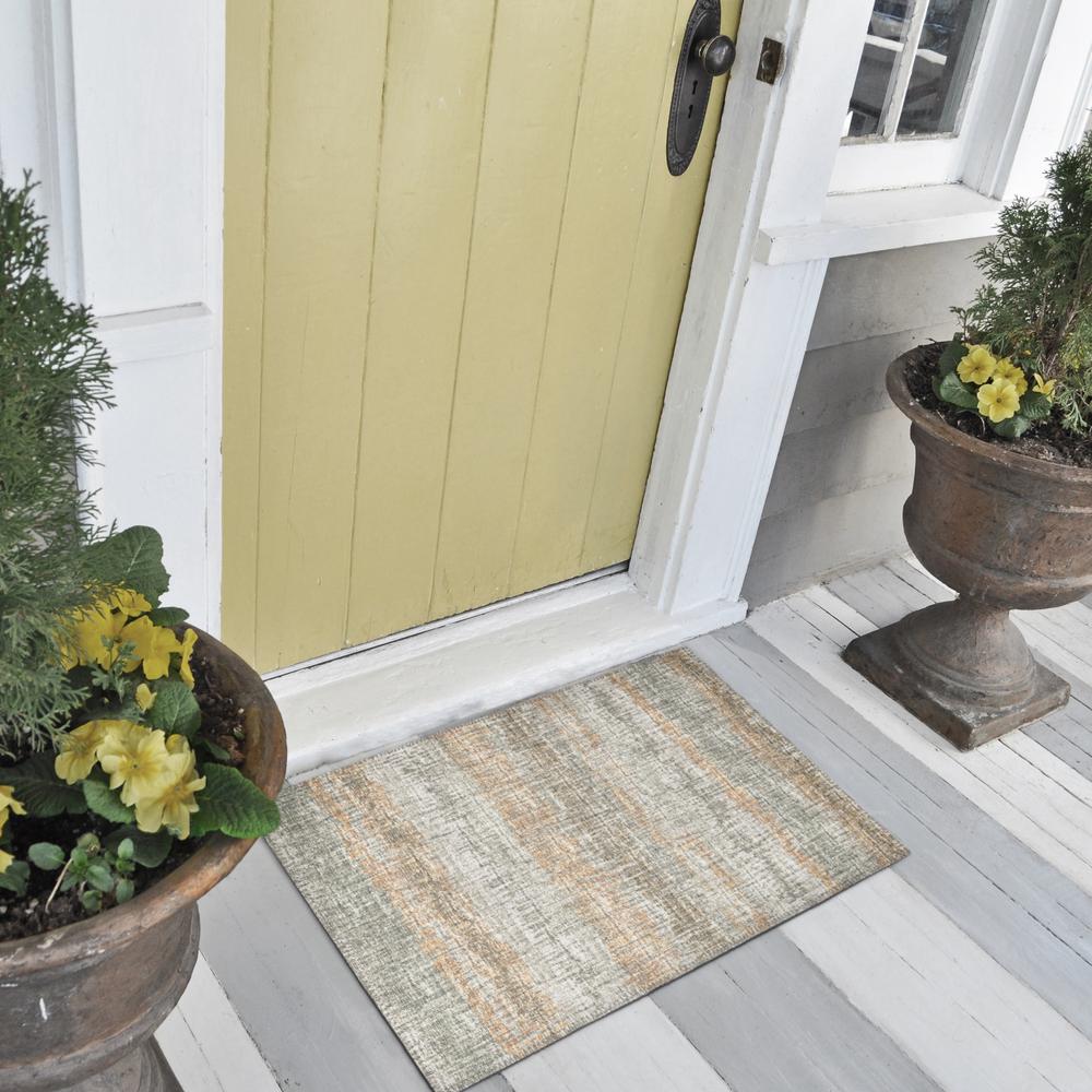 Rylee Sage Transitional Striped 1'8" x 2'6" Accent Rug Sage ARY34. Picture 1