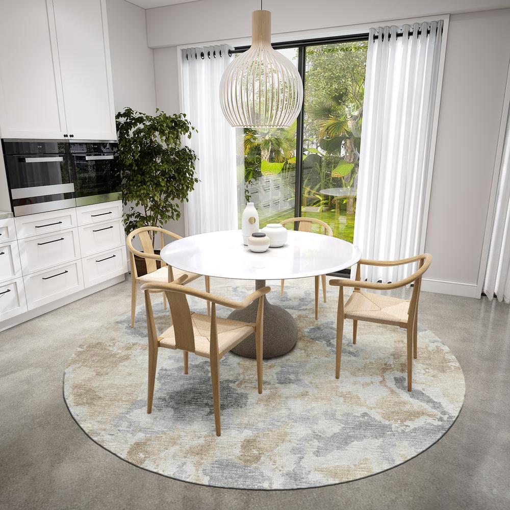 Indoor/Outdoor Accord AAC32 Beige Washable 8' x 8' Round Rug. Picture 2