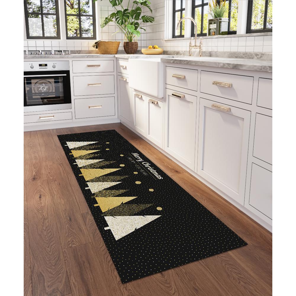 Indoor/Outdoor Cozy Winter ACW41 Black Washable 2'3" x 7'6" Runner Rug. Picture 2