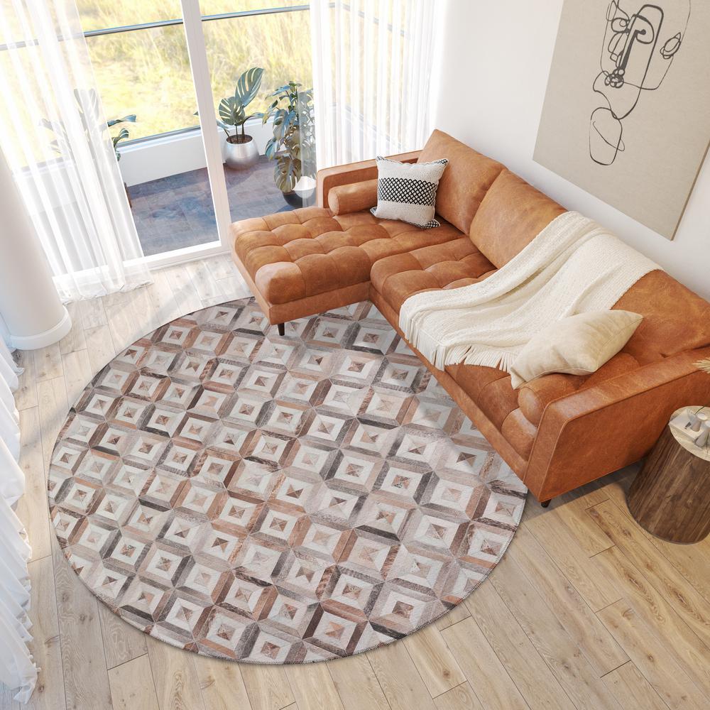 Laredo Gray Animal Patchwork 8' x 8' Round Rug Gray ALR37. Picture 1