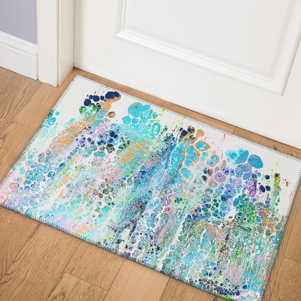 Karina Mermaid Modern Abstract 1'8" x 2'6" Accent Rug Mermaid AKC50. Picture 1