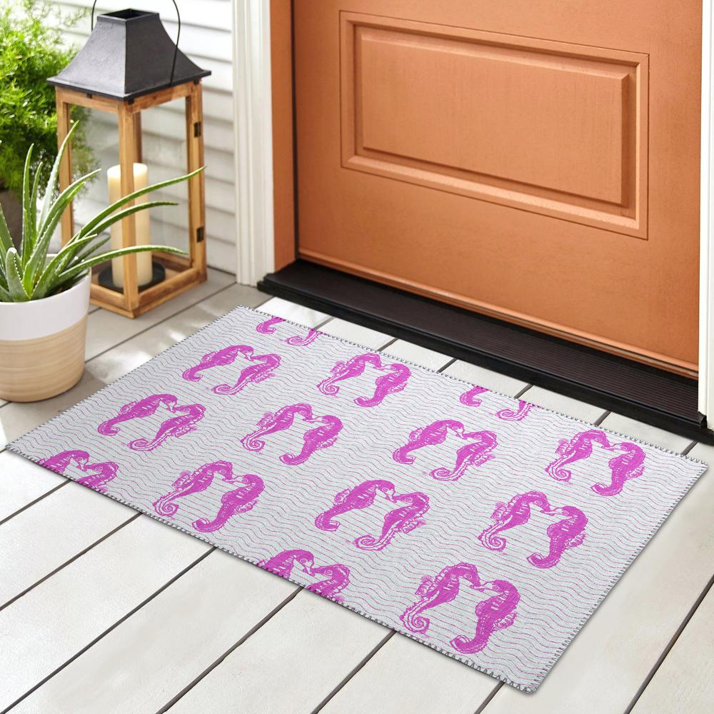 Indoor/Outdoor Seabreeze SZ15 Flamingo Washable 1'8" x 2'6" Rug. Picture 2