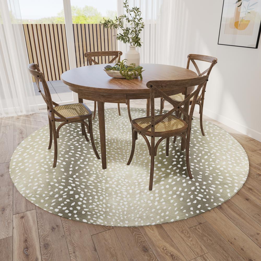 Safari Fawn Animal Animal Print 8' x 8' Area Rug Fawn ASF33. Picture 1
