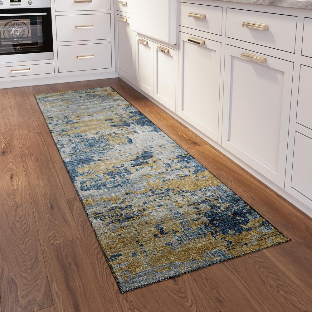 Indoor/Outdoor Accord AAC34 Blue Washable 2'3" x 7'6" Runner Rug. Picture 2