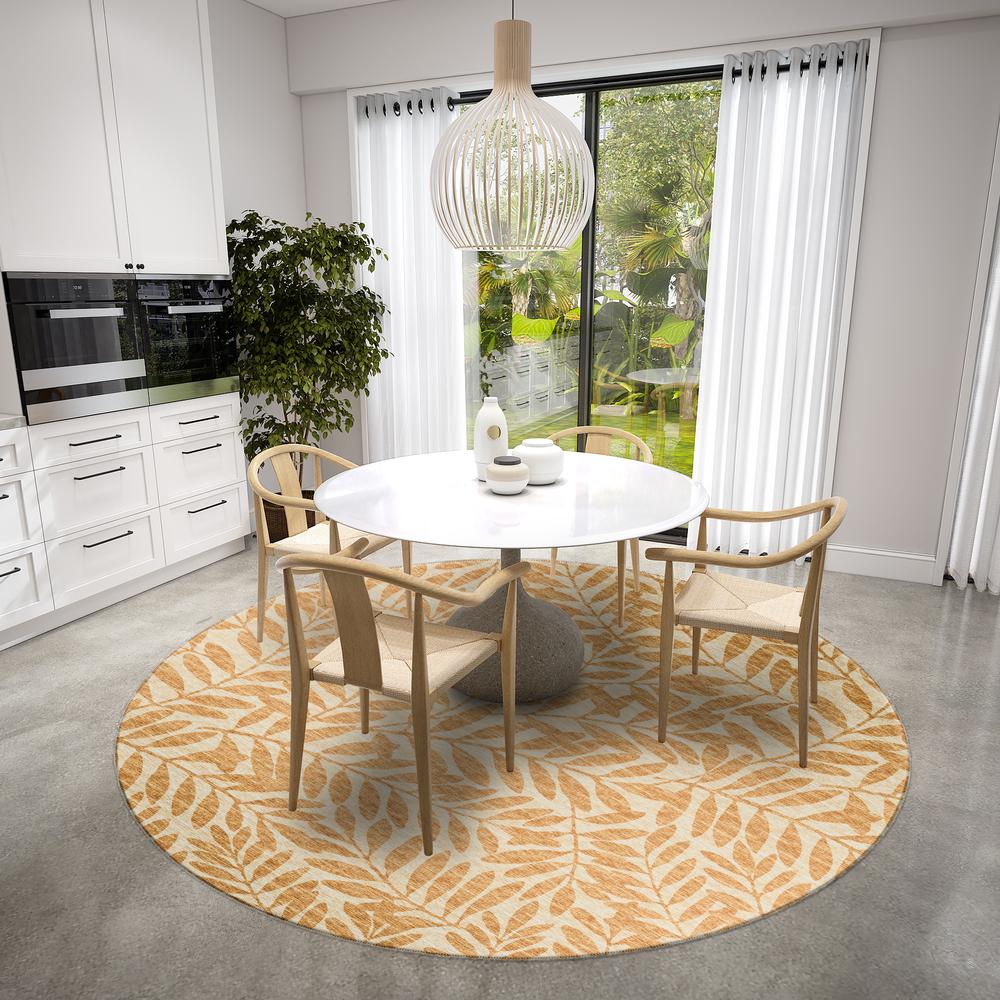 Yuma Gilded Coastal Floral 8' x 8' Area Rug Gilded AYU35. Picture 1
