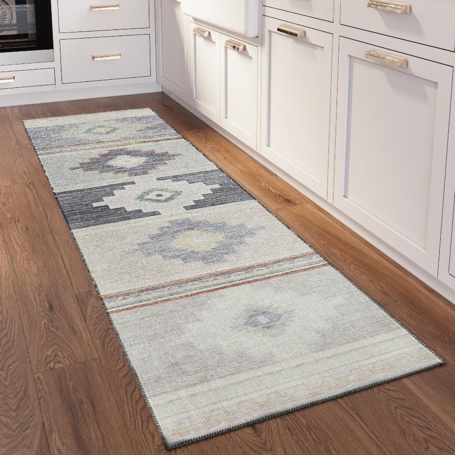 Indoor/Outdoor Sonora ASO31 Gray Washable 2'3" x 7'6" Runner Rug. Picture 2