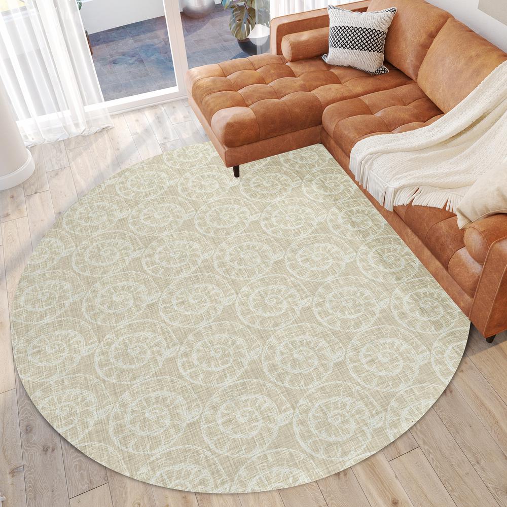 Indoor/Outdoor Surfside ASR41 Beige Washable 8' x 8' Round Rug. Picture 2
