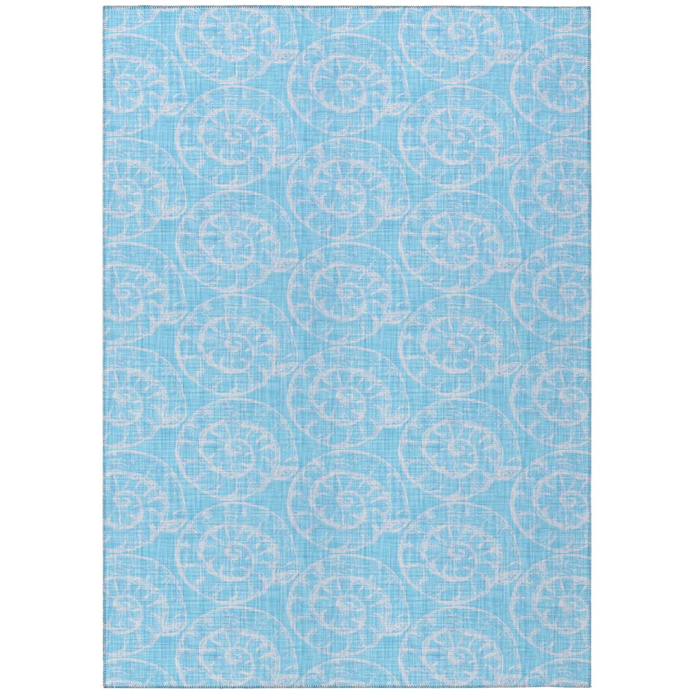 Indoor/Outdoor Surfside ASR41 Aqua Washable 10' x 14' Rug. Picture 1