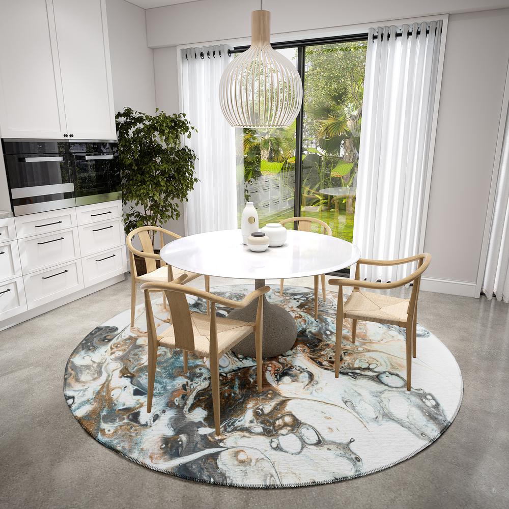 Karina Smoke Modern Abstract 8' x 8' Area Rug Smoke AKC41. Picture 1