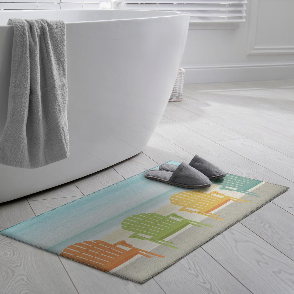 Indoor/Outdoor Harpswell AHP31 Blue Washable 1'8" x 2'6" Rug. Picture 2