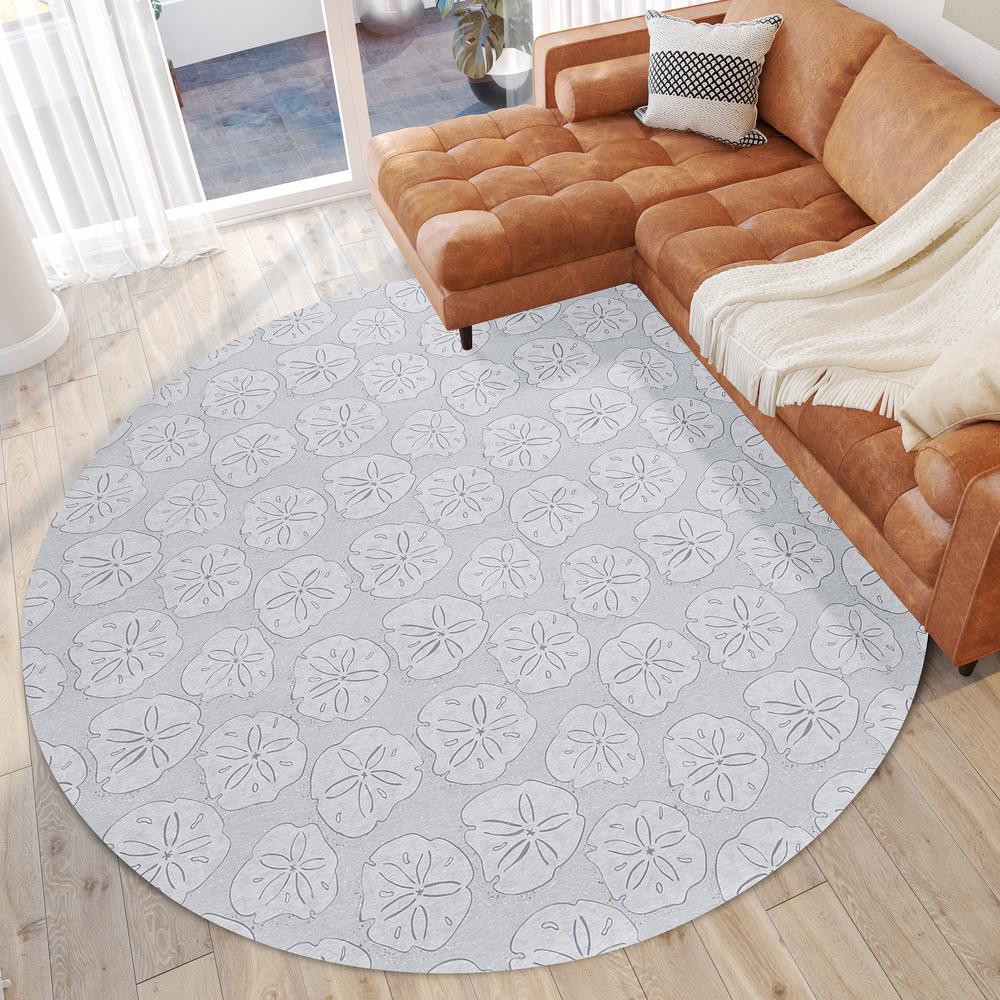 Indoor/Outdoor Surfside ASR40 Gray Washable 8' x 8' Round Rug. Picture 2