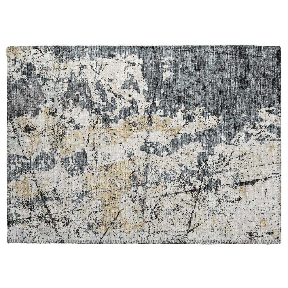 Indoor/Outdoor Accord AAC33 Black Washable 1'8" x 2'6" Rug. Picture 1