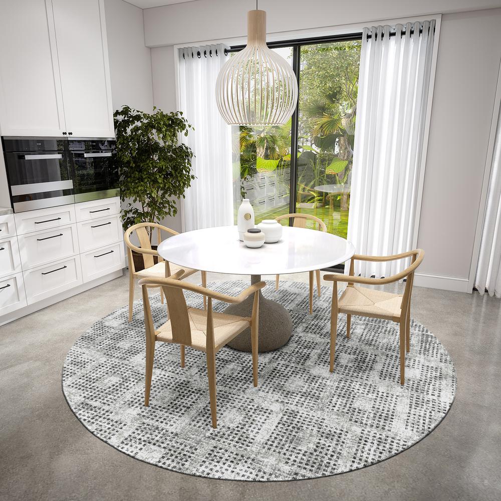 Eleanor Gray Contemporary Geometric 8' x 8' Round Rug Gray AER31. Picture 1