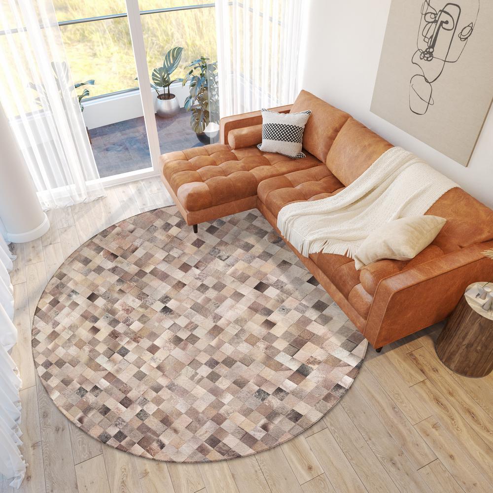 Laredo Gray Animal Patchwork 8' x 8' Round Rug Gray ALR32. Picture 1