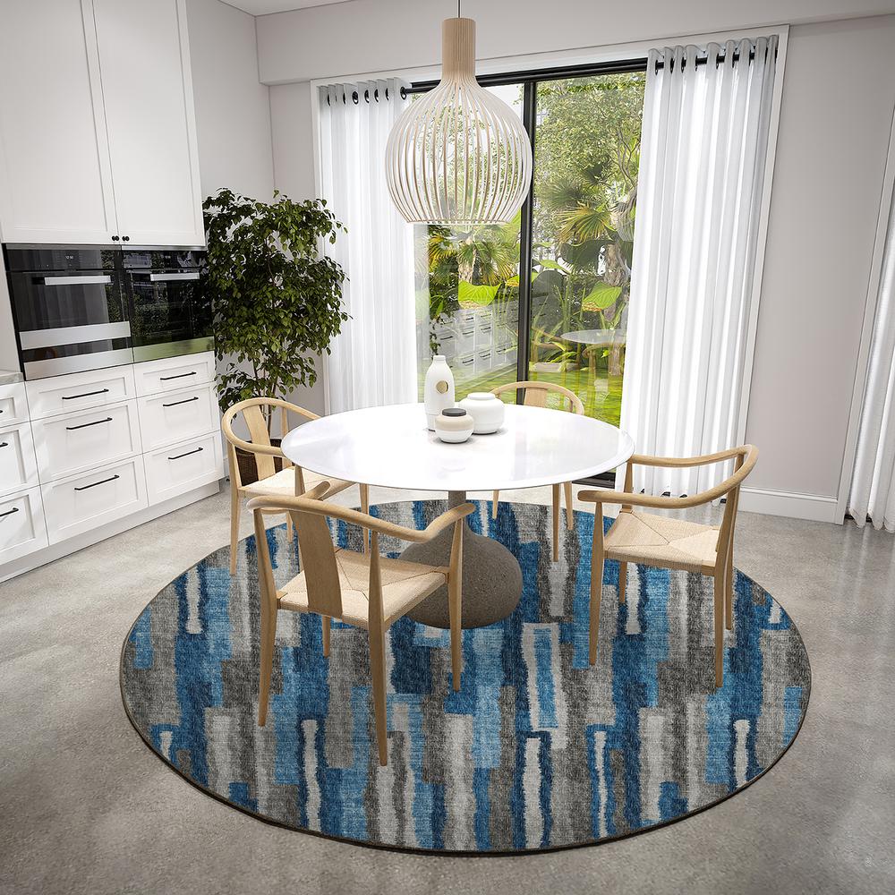 Brisbane BR7 Navy 8' x 8' Round Rug. Picture 2
