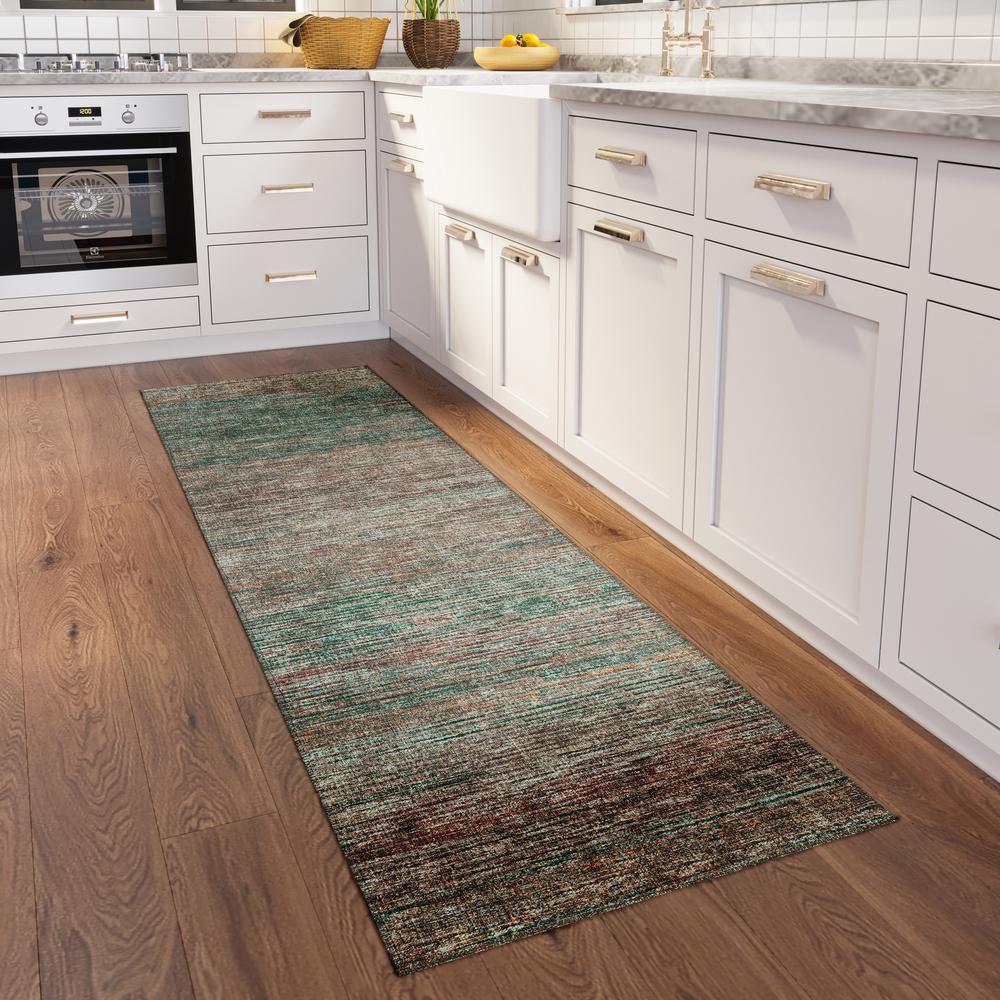 Marston Multi Transitional Striped 2'3" x 7'6" Runner Rug Multi AMA31. Picture 1