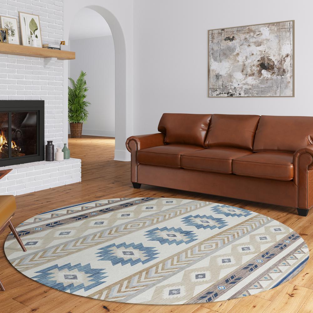 Indoor/Outdoor Sonora ASO33 Taupe Washable 8' x 8' Round Rug. Picture 8