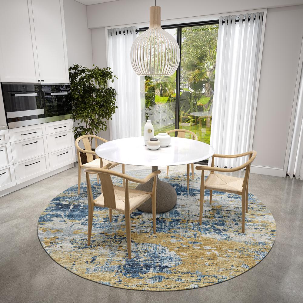 Indoor/Outdoor Accord AAC34 Blue Washable 8' x 8' Round Rug. Picture 3