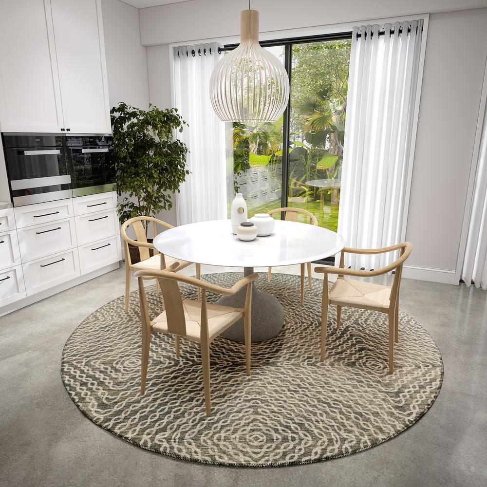 Bravado Mocha Transitional Geometric 8' x 8' Area Rug Mocha ABV33. Picture 1