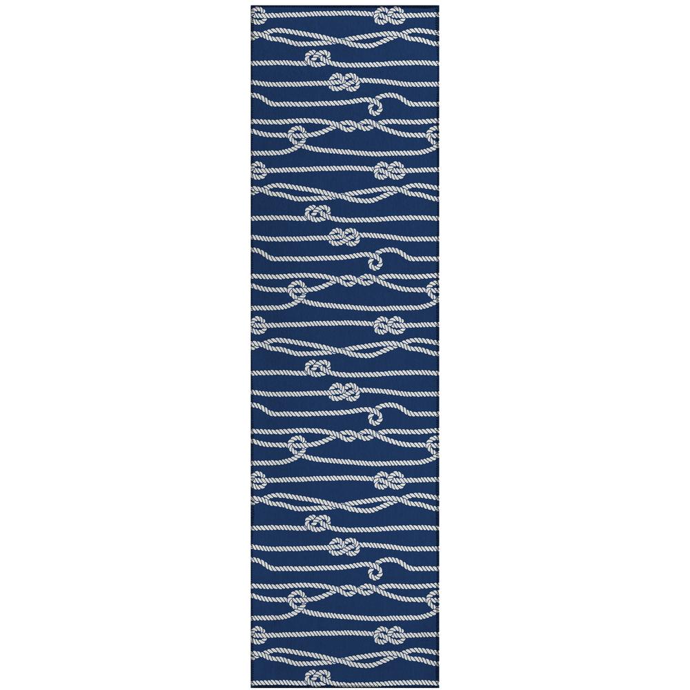 Indoor/Outdoor Harpswell AHP37 Blue Washable 2'3" x 7'6" Runner Rug. Picture 1