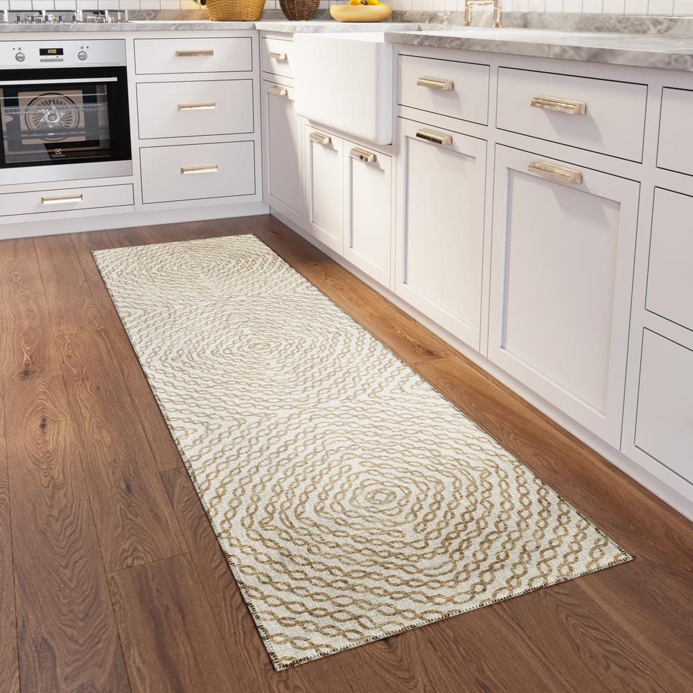 Bravado Linen Transitional Geometric 2'3" x 7'6" Runner Rug Linen ABV33. Picture 1