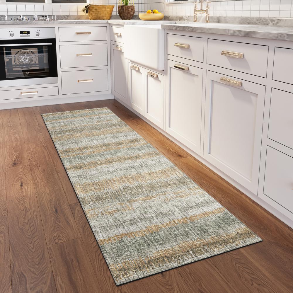 Rylee Sage Transitional Striped 2'3" x 7'6" Runner Rug Sage ARY34. Picture 1