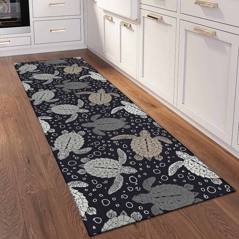 Indoor/Outdoor Surfside ASR43 Midnight Washable 2'3" x 7'6" Runner Rug. Picture 2