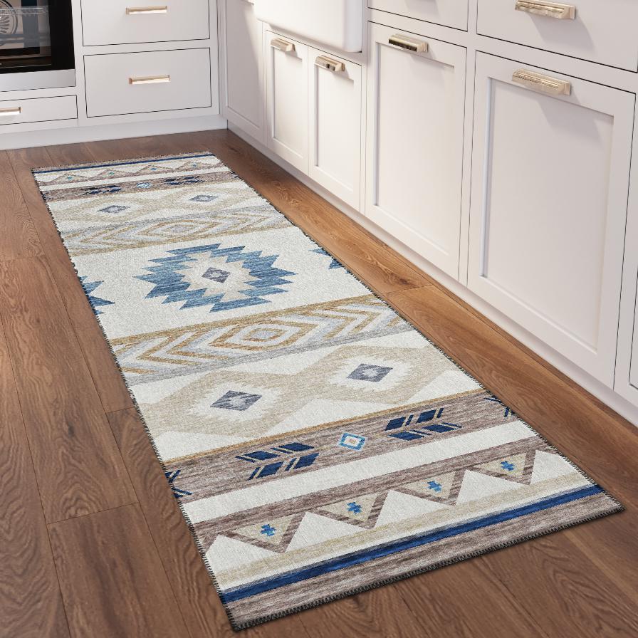 Indoor/Outdoor Sonora ASO33 Taupe Washable 2'3" x 7'6" Runner Rug. Picture 2