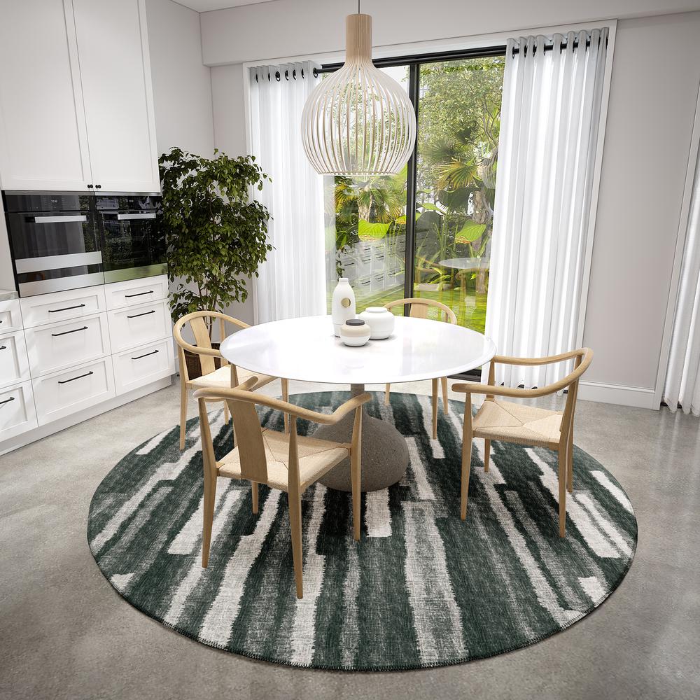 Bravado Shadow Contemporary Striped 8' x 8' Area Rug Shadow ABV37. Picture 1