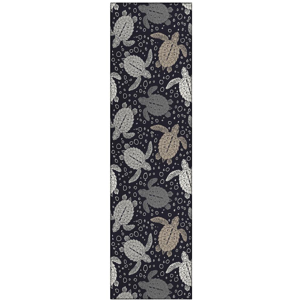 Indoor/Outdoor Surfside ASR43 Midnight Washable 2'3" x 7'6" Runner Rug. Picture 1